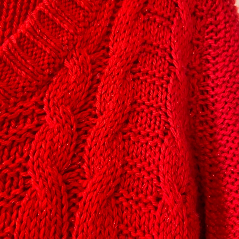 St. John's Bay Red Cablenit V-Neck Sweater - Size Large - Picture 4 of 8